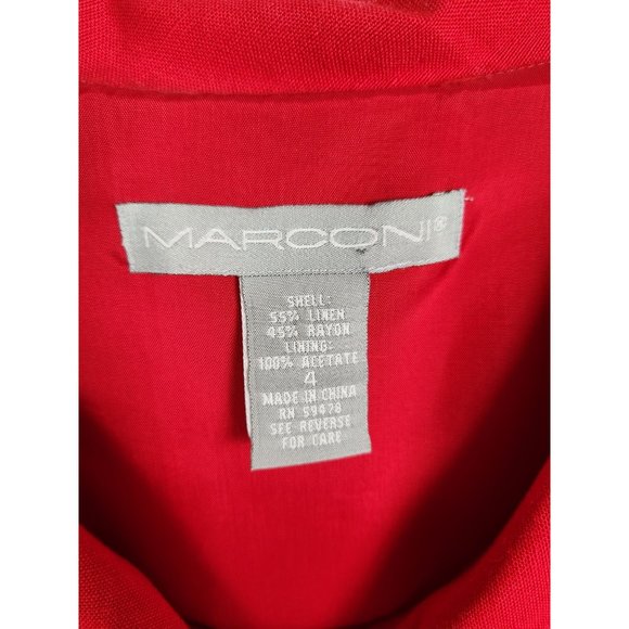 Marconi Women's Sz. 4 Red Linen Blend Sleeveless Sheath Midi Dress - Picture 2 of 8
